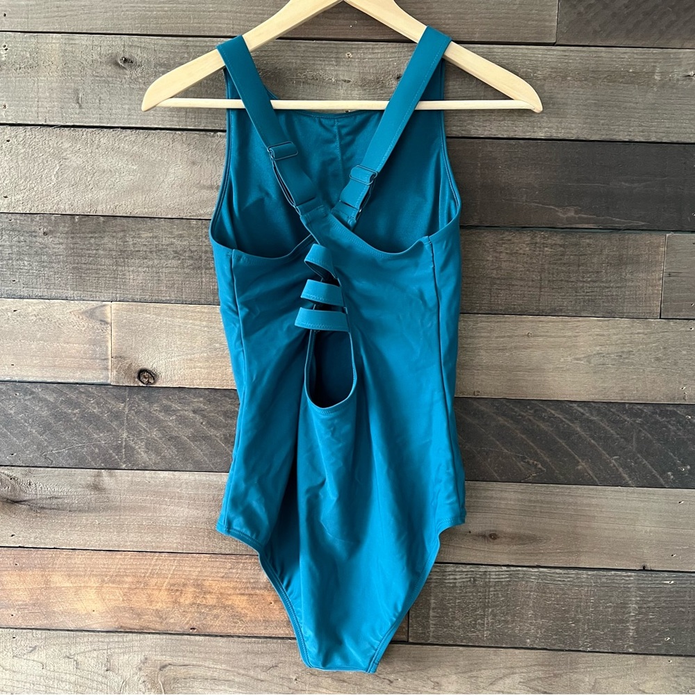 Eddie Bauer Women's One Piece High Neck Swimsuit Bathing Suit in Green - Picture 5 of 8